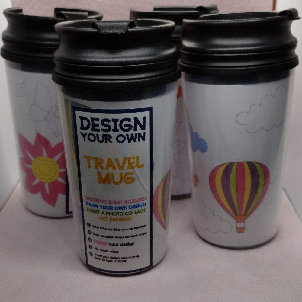 4‎ Design Your Own Insulated Travel Mugs & two sets of new coloring pencil NEW